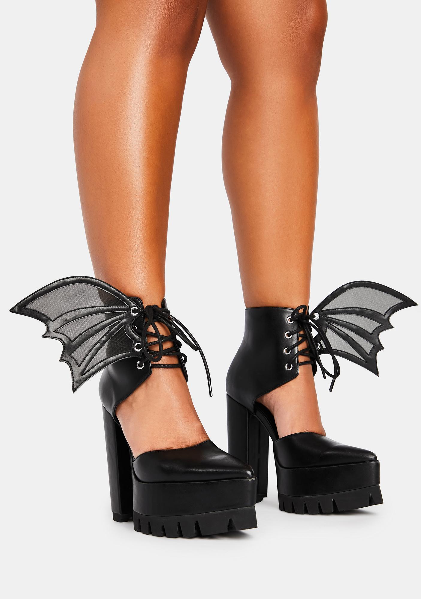 Widow Gothic Bat Wing Platform Heels 