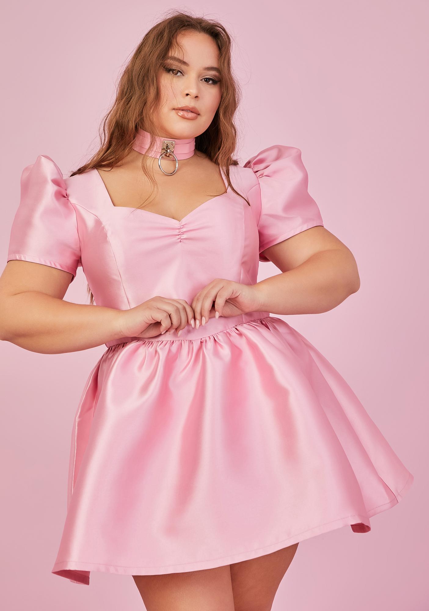 plus size pink satin dress