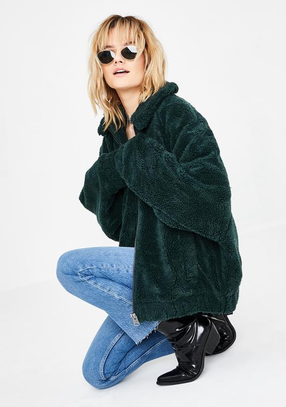urban outfitters batwing teddy fleece jacket