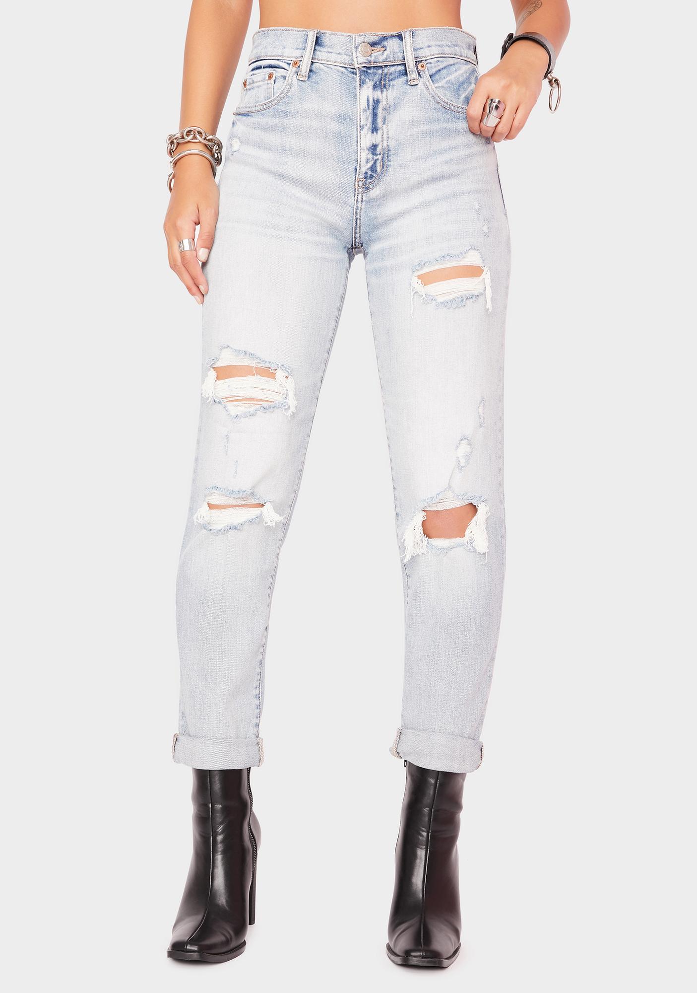 high waisted ripped boyfriend jeans