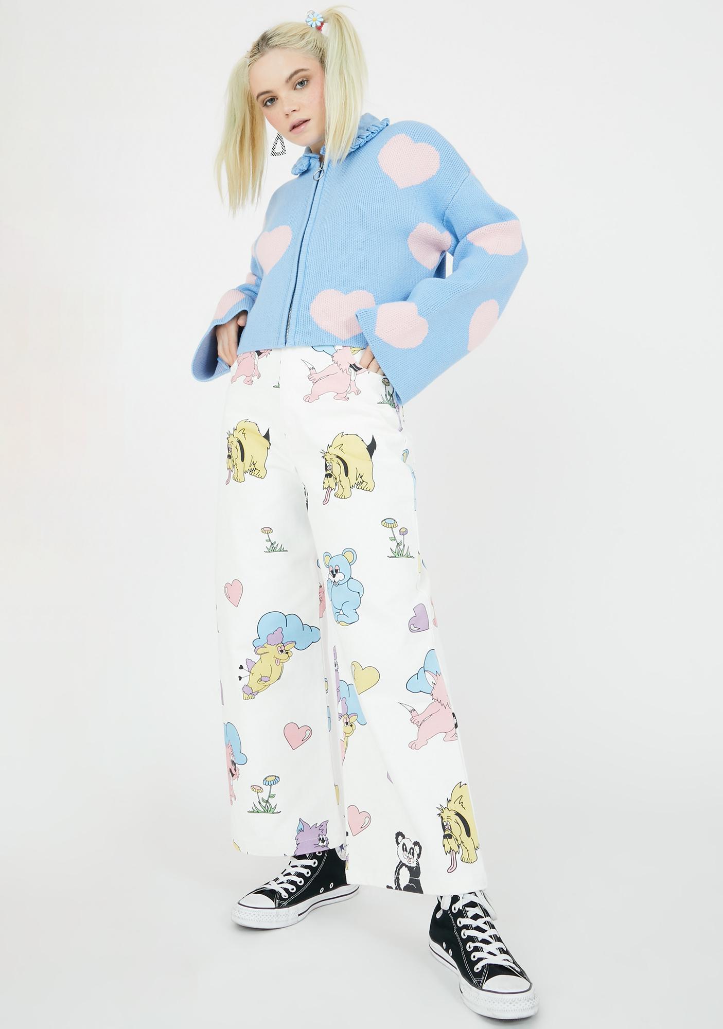lazy oaf love me forever zip up cardigan
