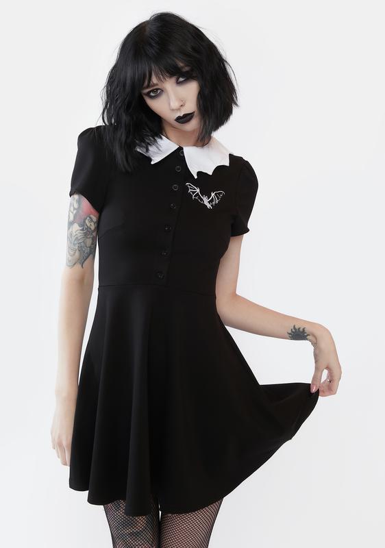 girls black dress with collar