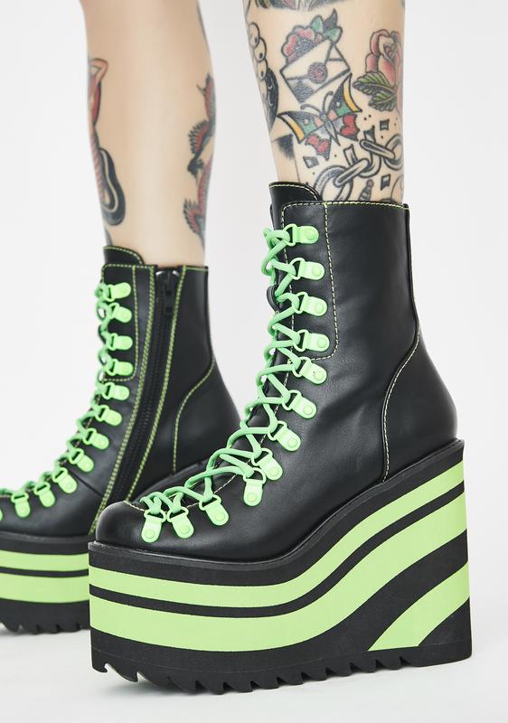 neon green platform boots
