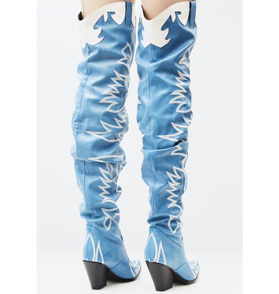 denim cowboy boots
