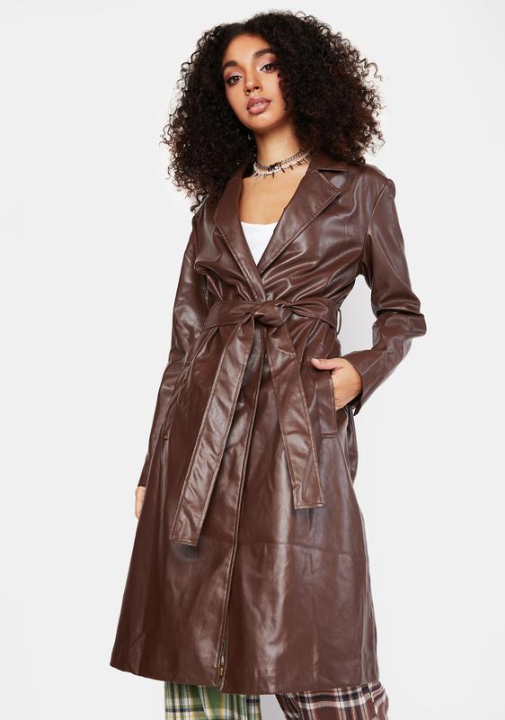 dark brown faux leather jacket