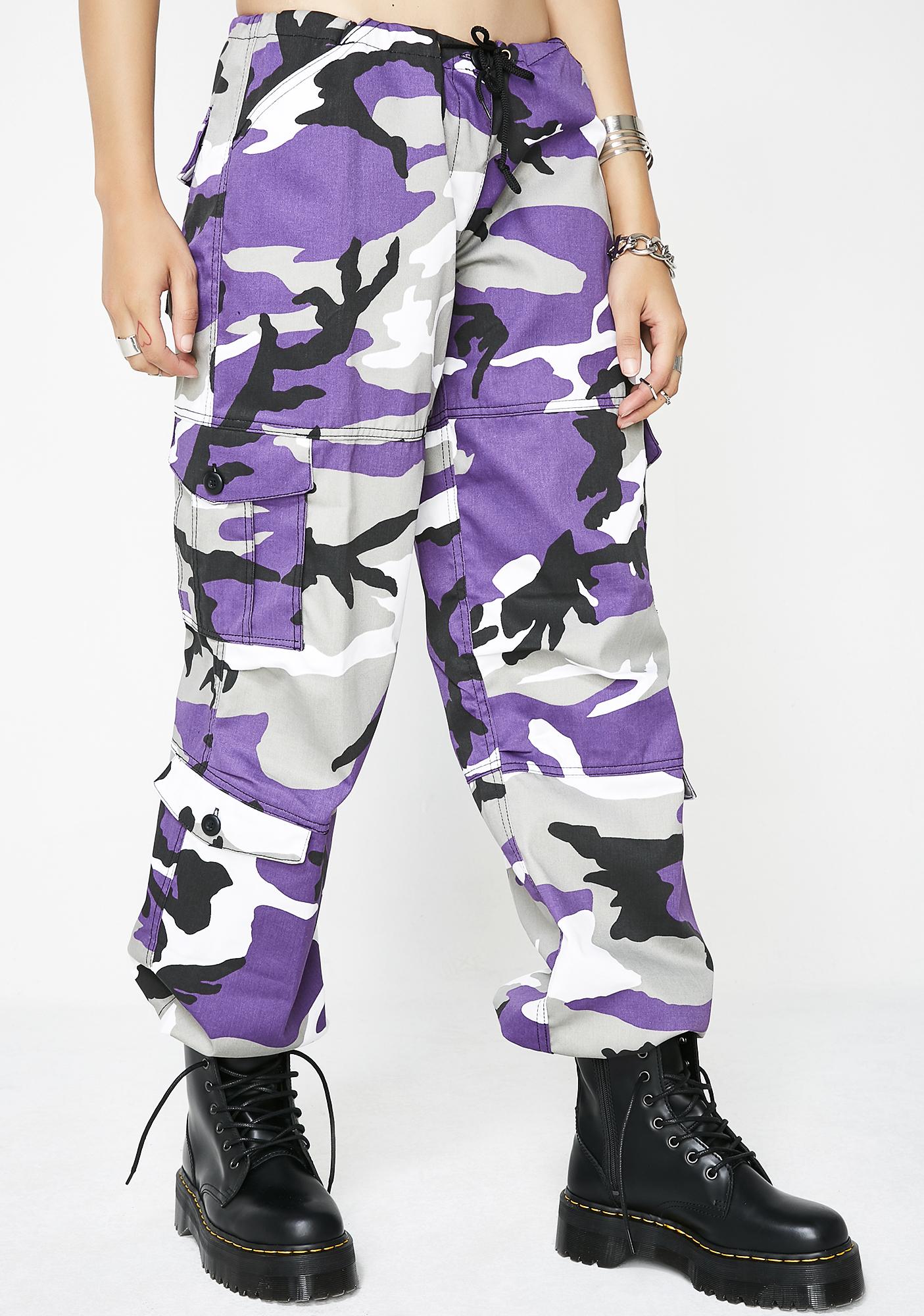 purple camo cargo pants womens