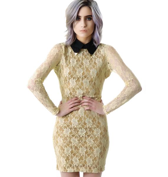 Arianna Tipped Collar Lace Dress Dolls Kill