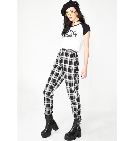 black plaid joggers