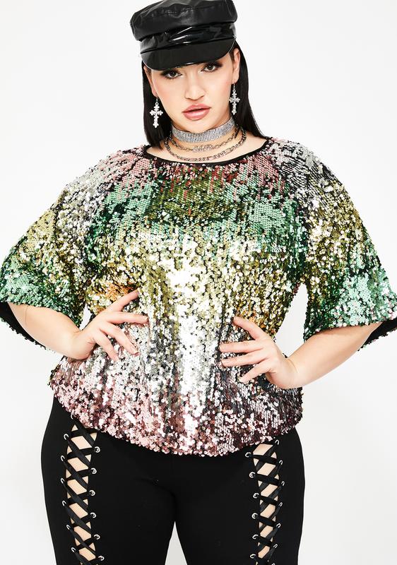 plus size rainbow sequin