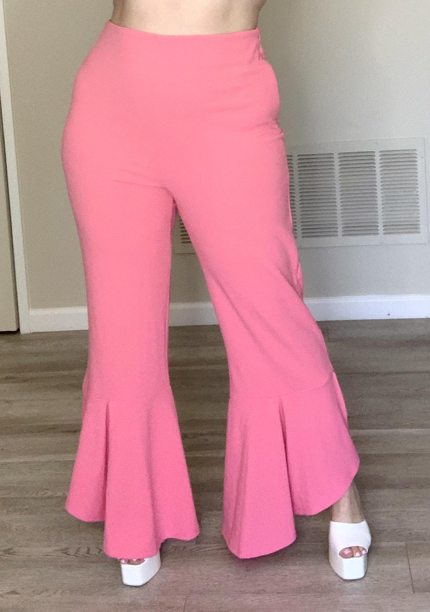 pink high waisted flare pants
