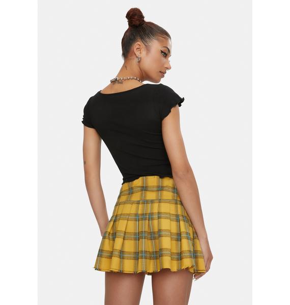 Current Mood Plaid Pleated Mini Skirt Yellow Dolls Kill 2369