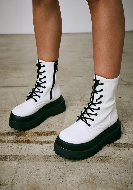 vegan platform combat boots