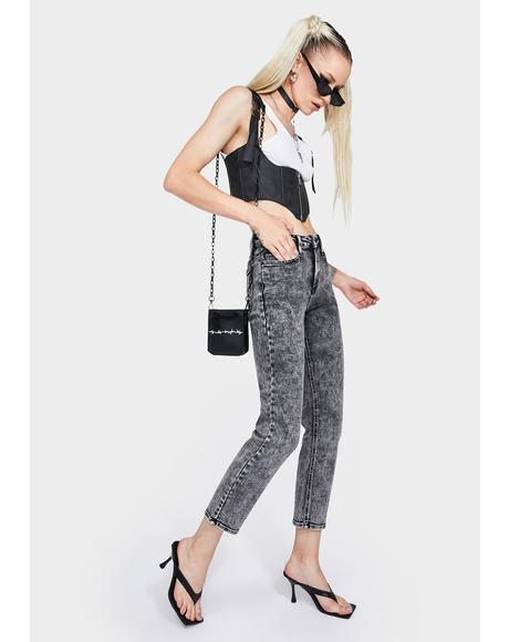 Acid Wash Basic Mom Jeans