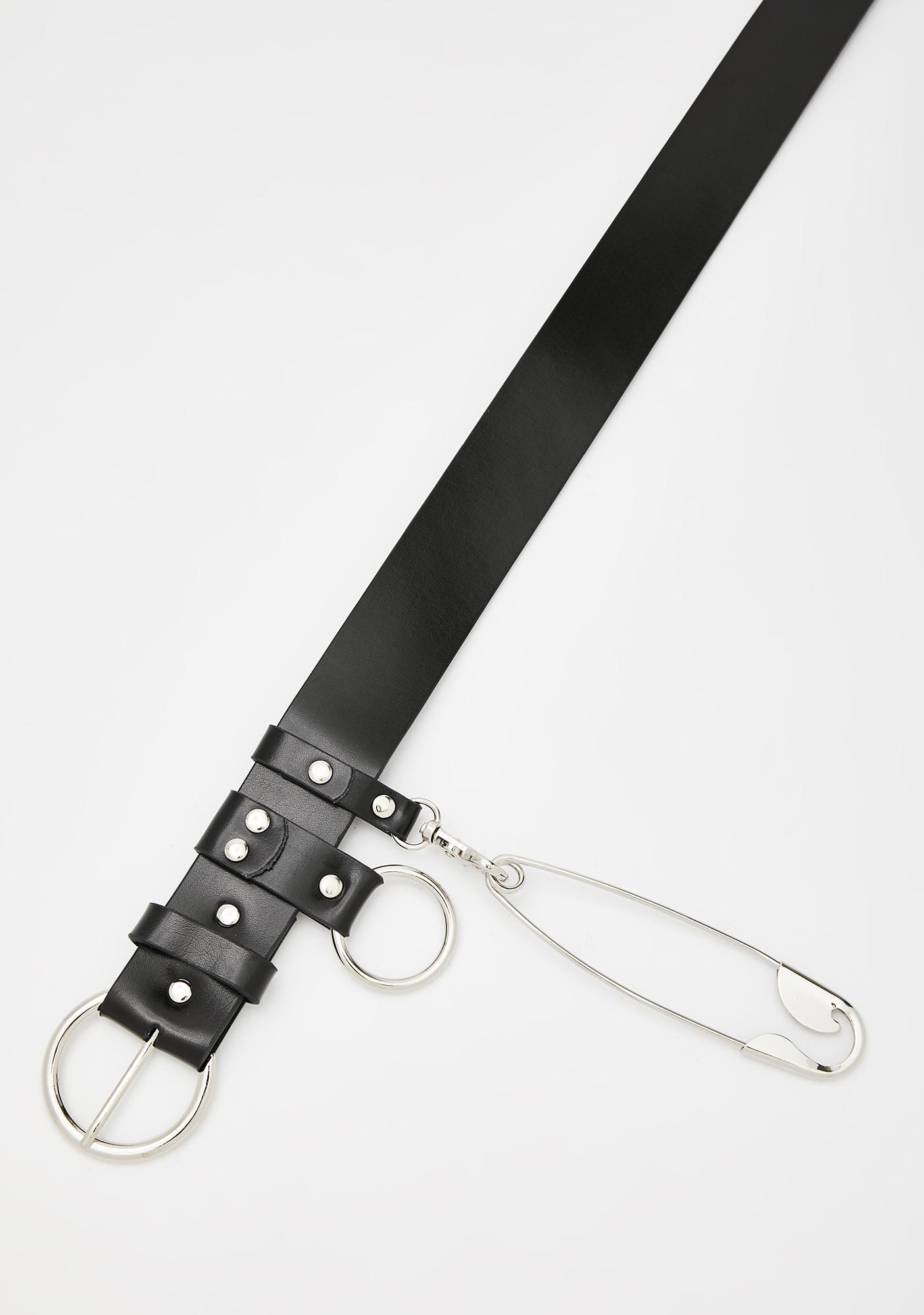 Circle Buckle Vegan Leather O Ring Safety Pin Belt Dolls Kill