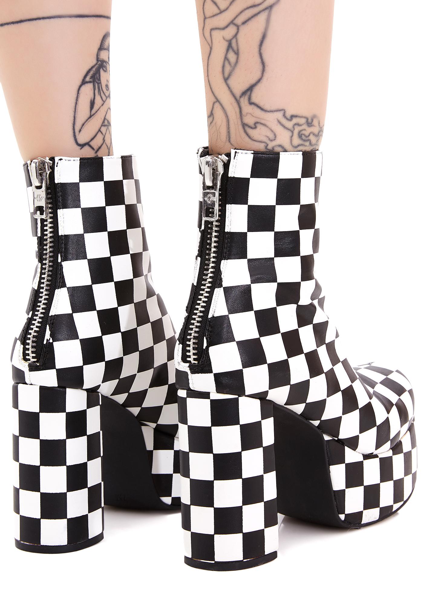 checkered platform boots