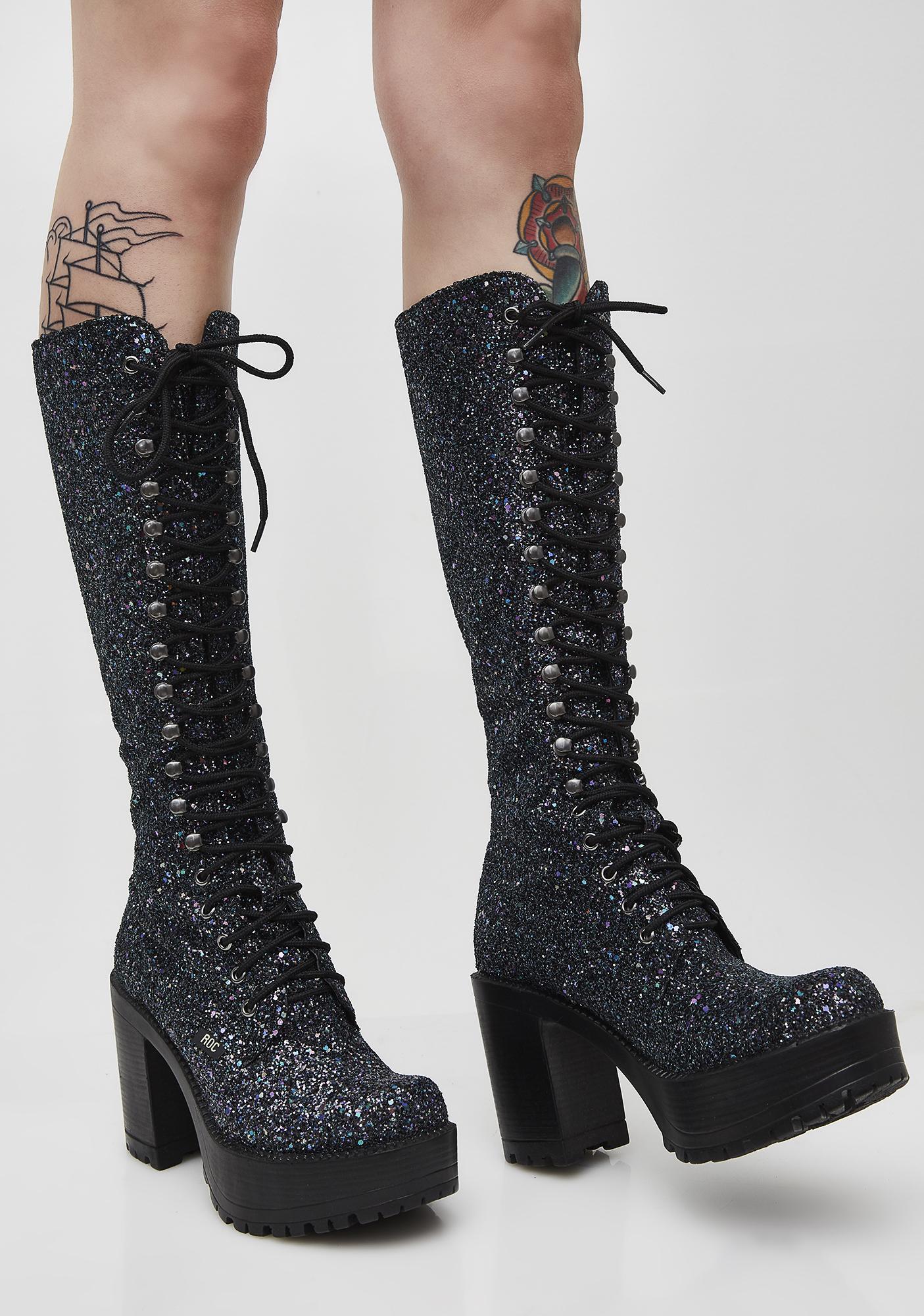 sparkly combat boots