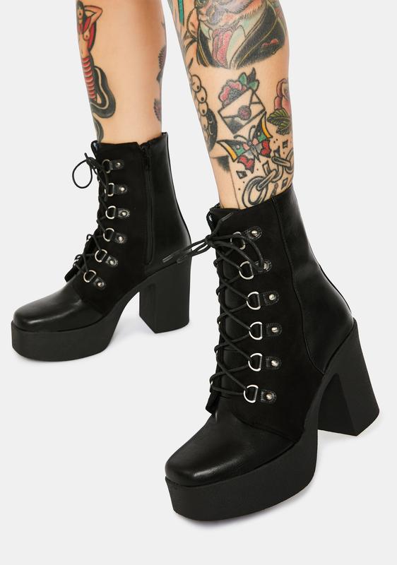 platform heel combat boots