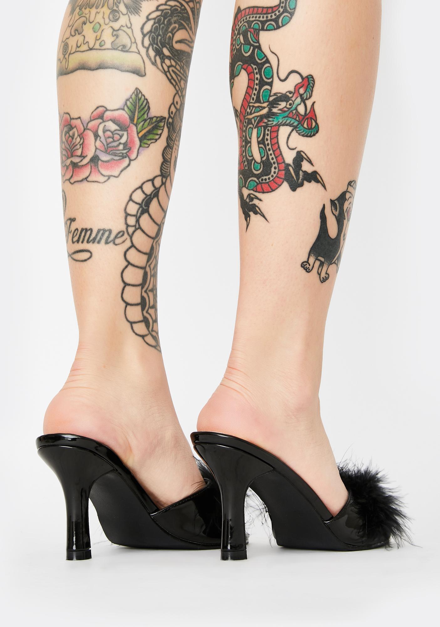 marabou kitten heels