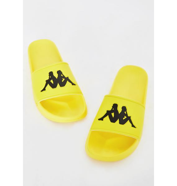 Kappa Yellow Authentic Adam 2 Slides Dolls Kill