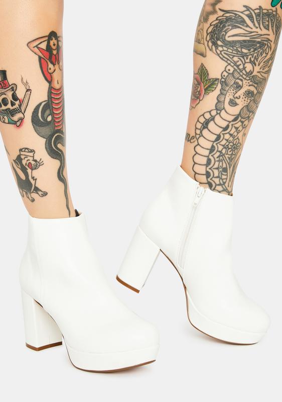 white disco booties