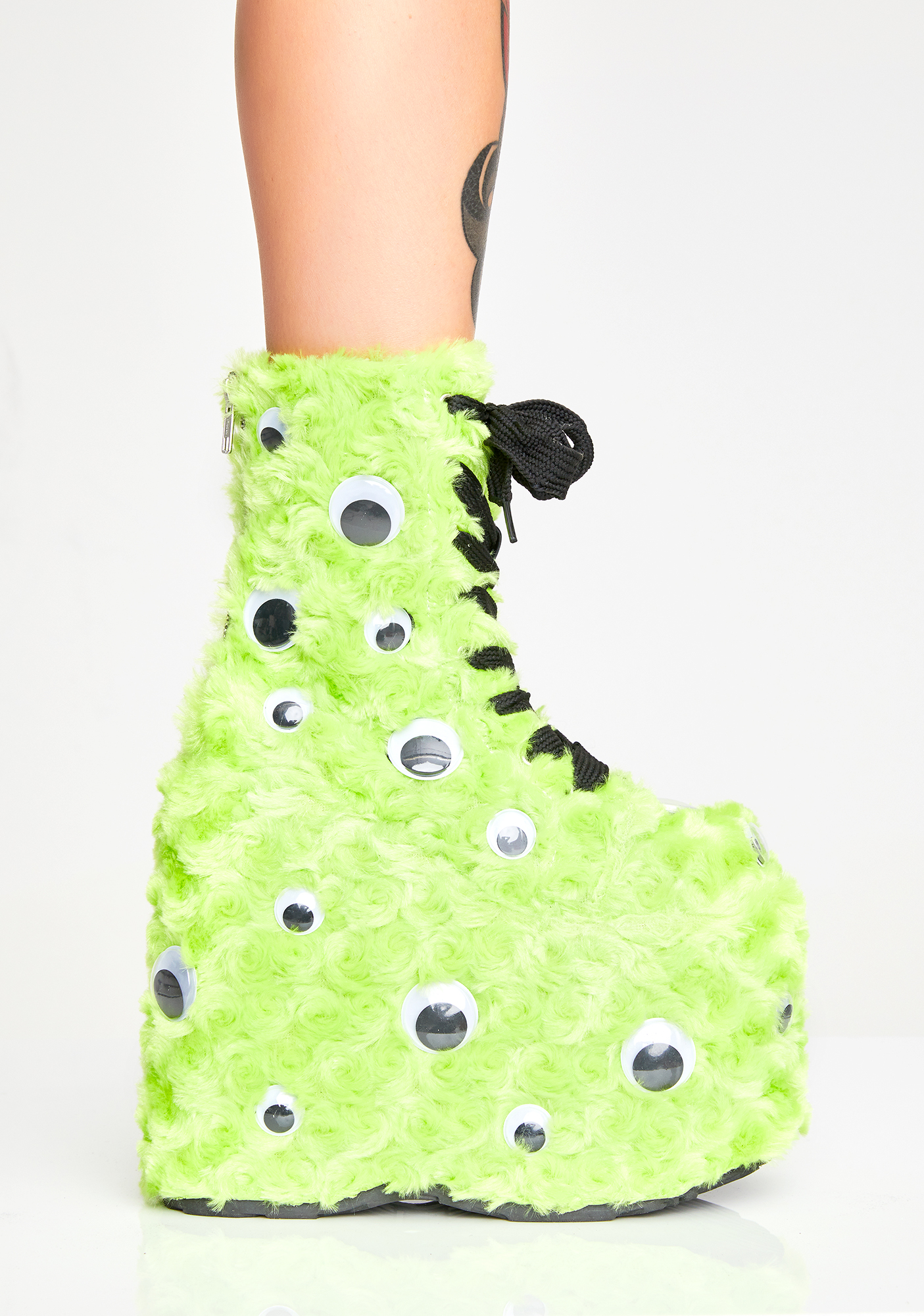 green fuzzy boots
