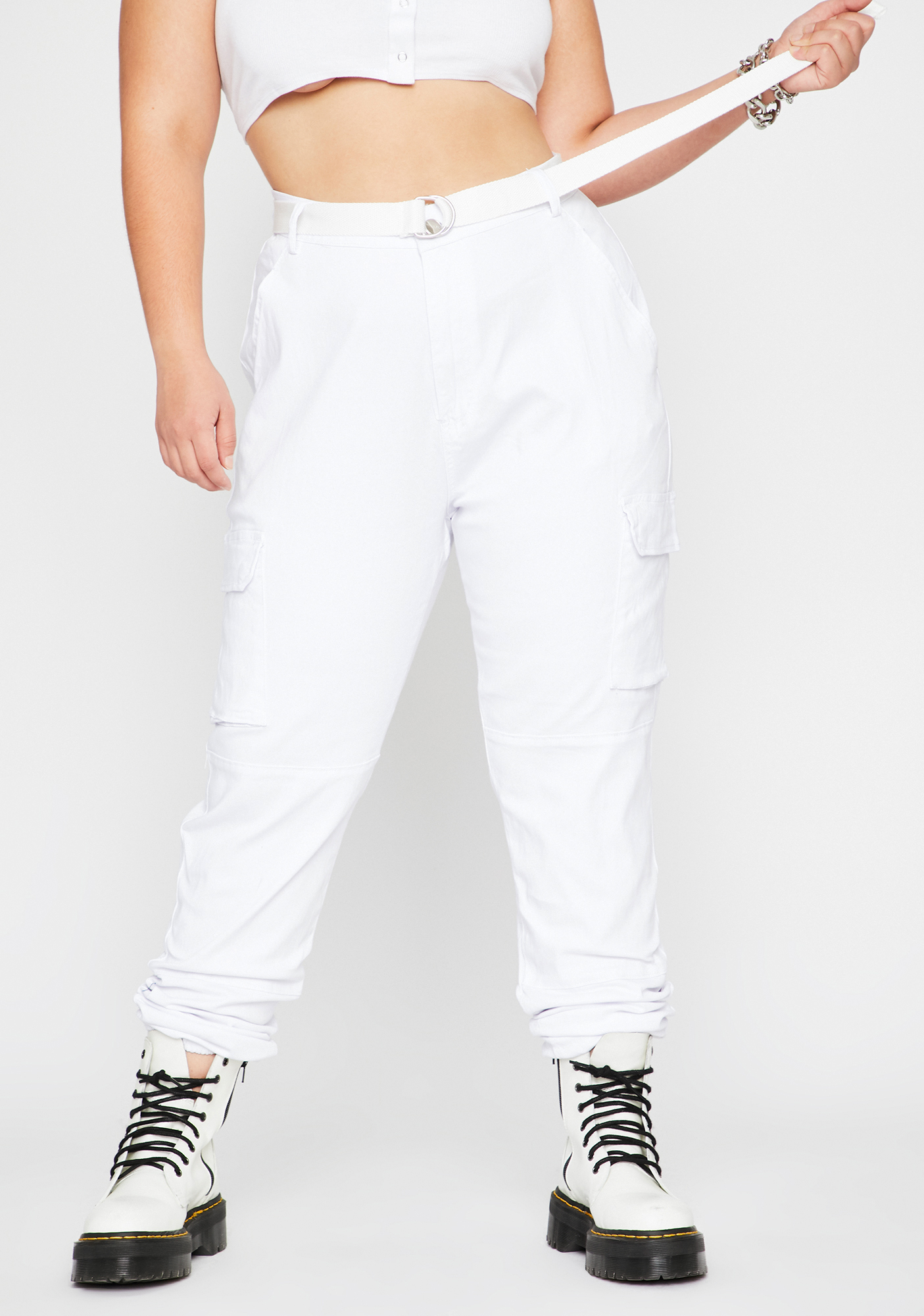 white cargo pants plus size