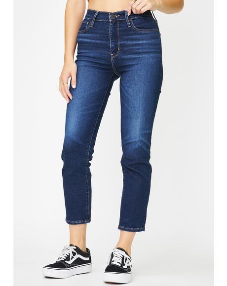 London Indigo 724 High Rise Straight Crop Jeans