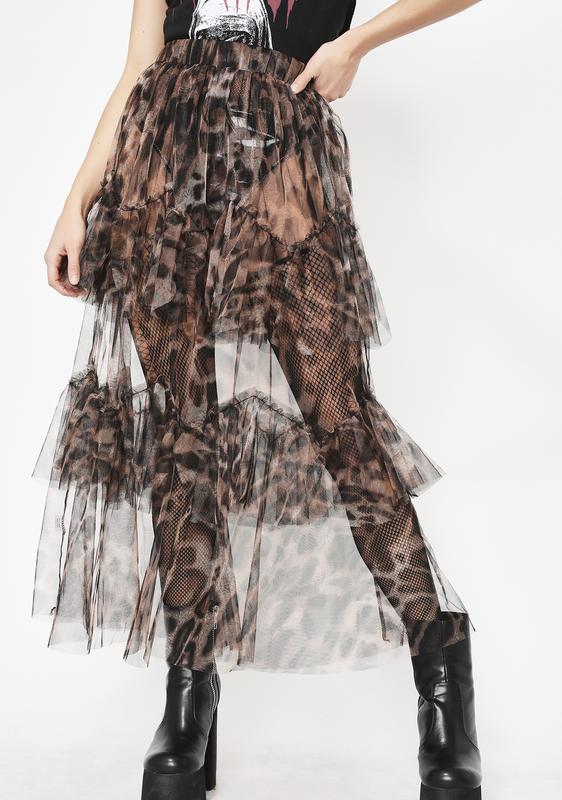 Leopard Tulle Maxi Skirt | Dolls Kill