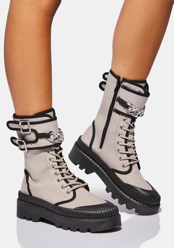 vinyl combat boots