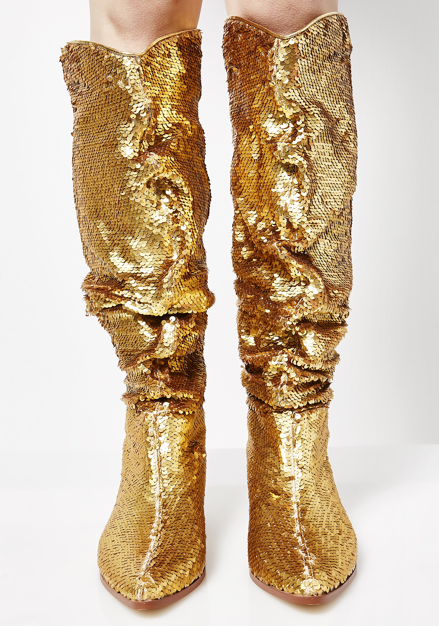 gold slouch boots