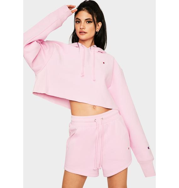 Champion Pink Reverse Weave Cropped Hoodie | Dolls Kill