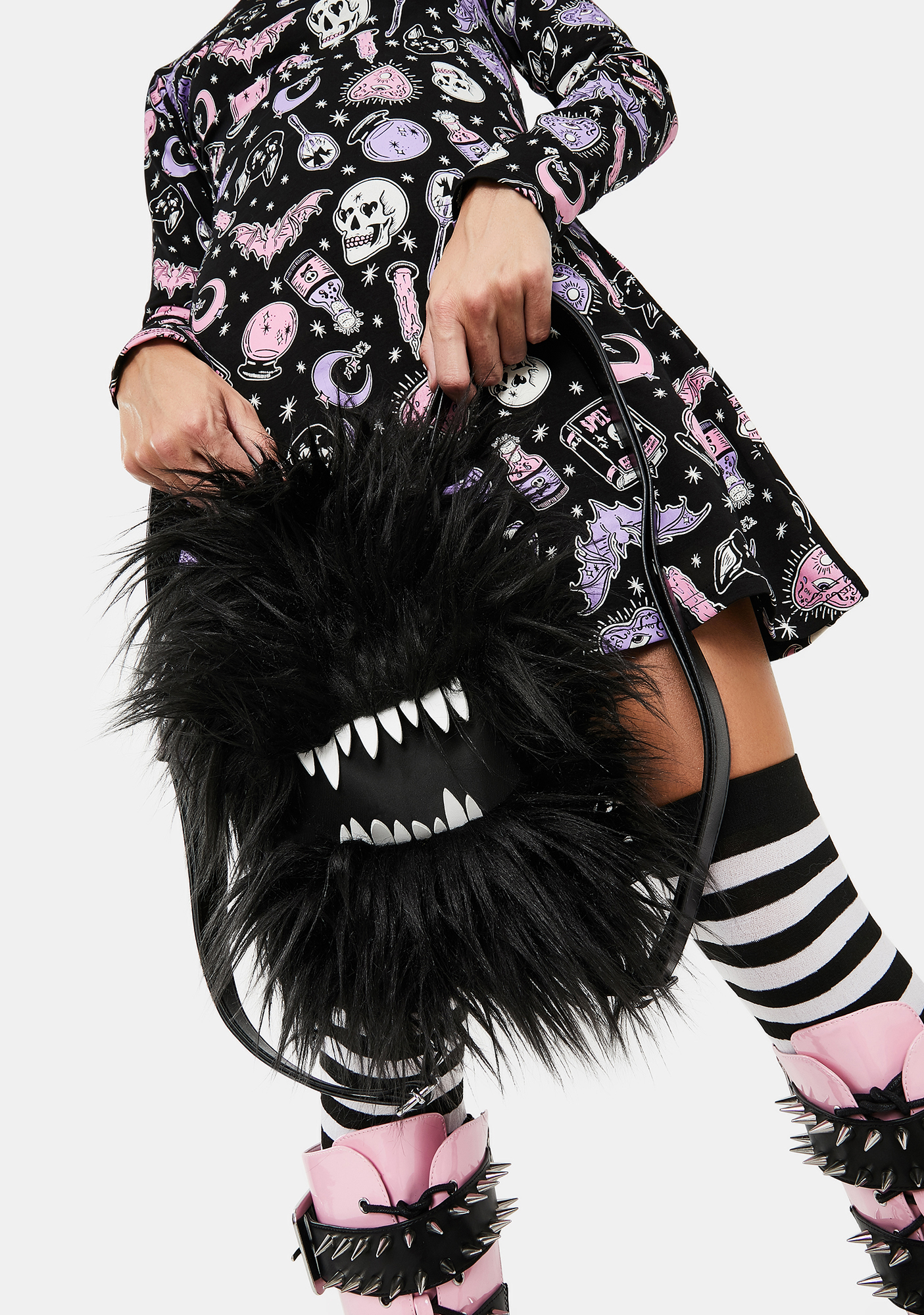 Dolls Kill Halloween Furry Monster Backpack Black Dolls Kill