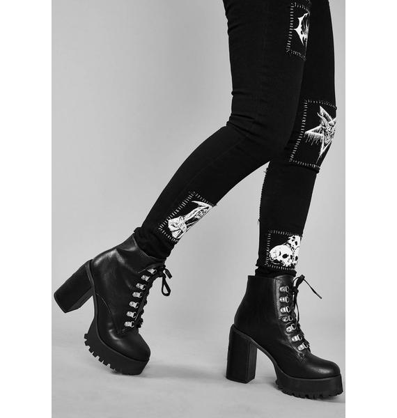 Widow Vegan Leather Lace Up Booties Dolls Kill