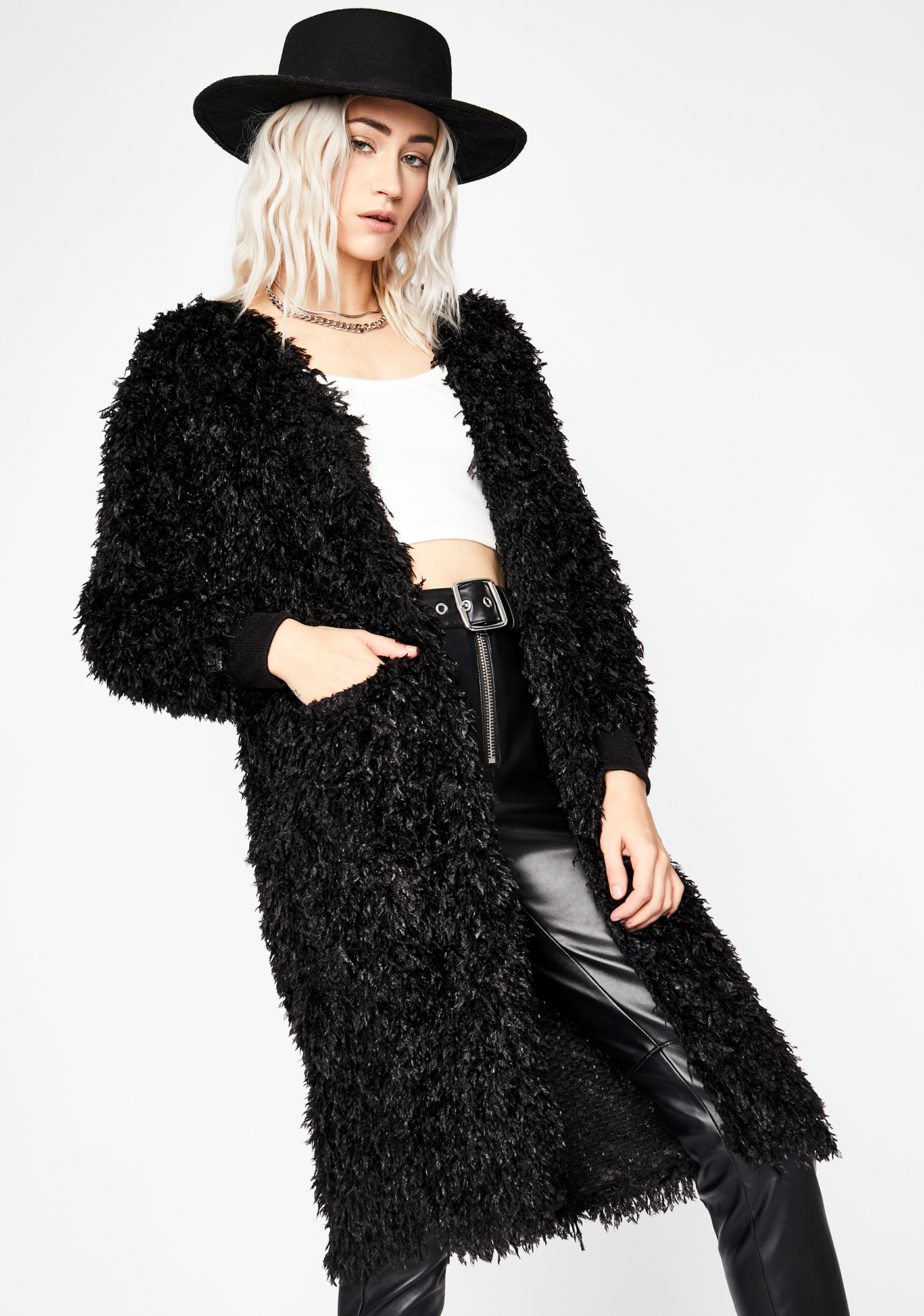 Fuzzy Longline Cardigan 