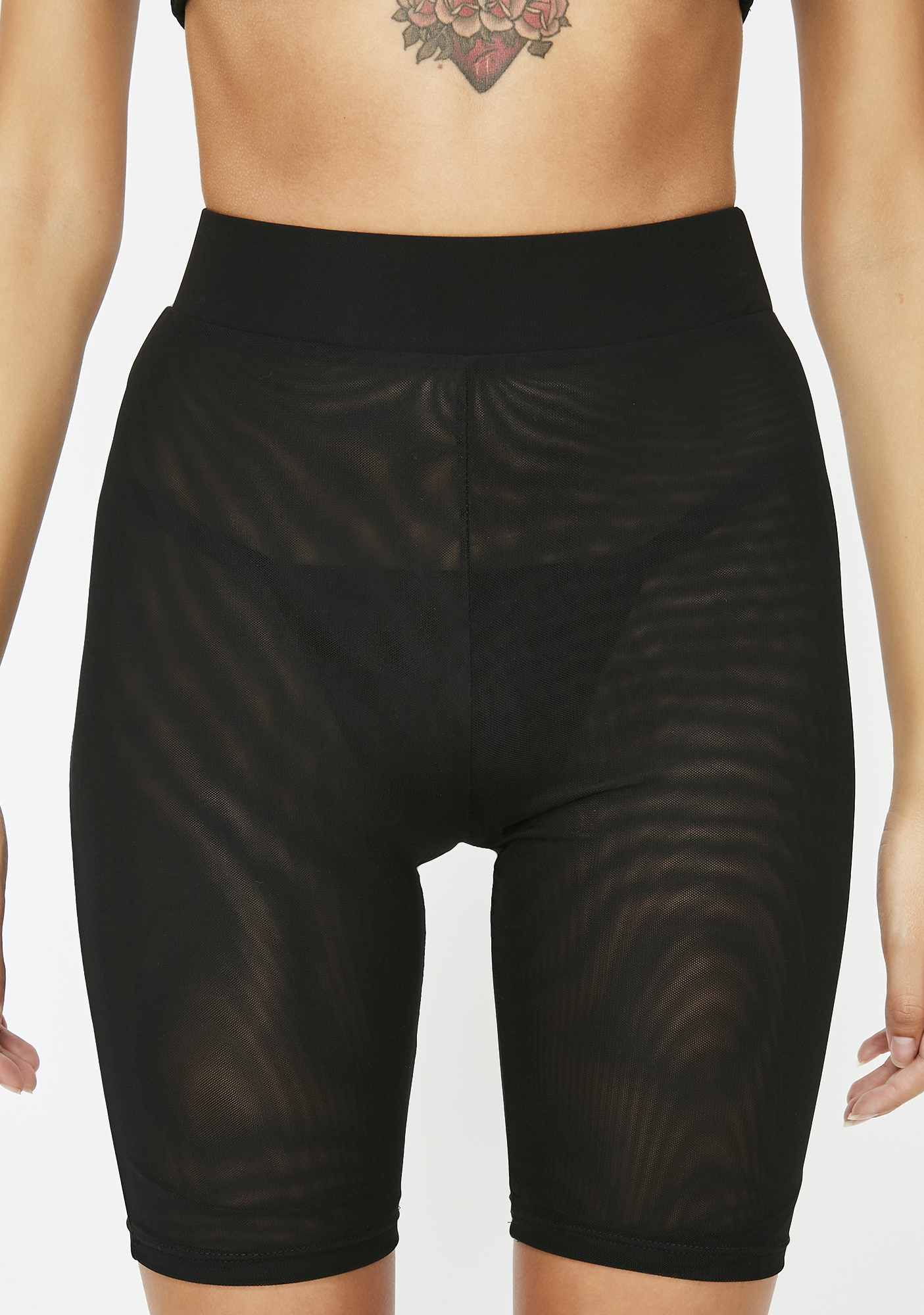 sheer mesh biker shorts