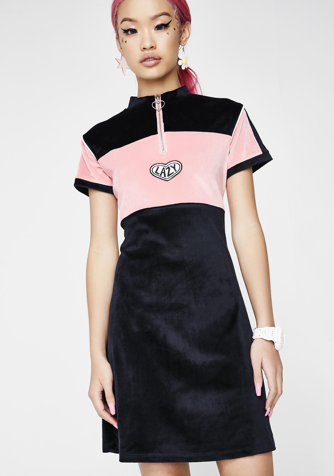 lazy oaf gem velvet blazer dress