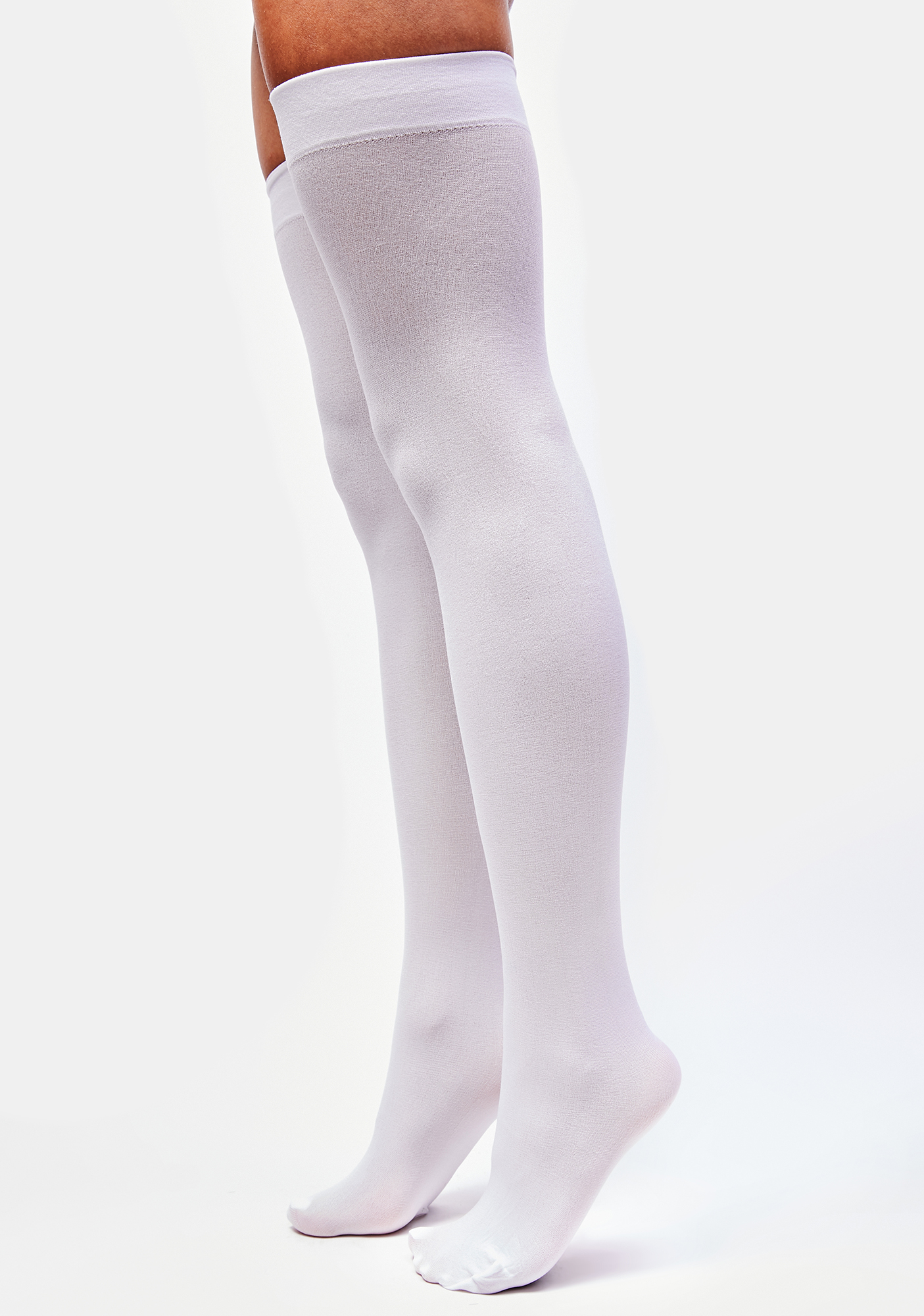 white opaque thigh highs