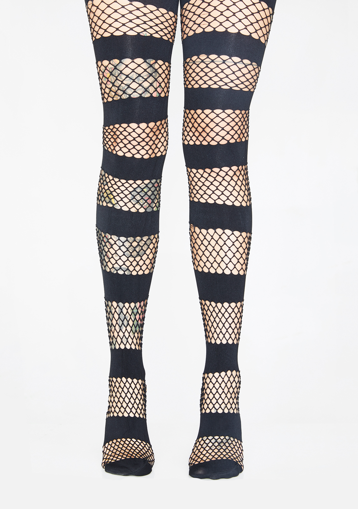 Striped Fishnet Thigh Highs Dolls Kill