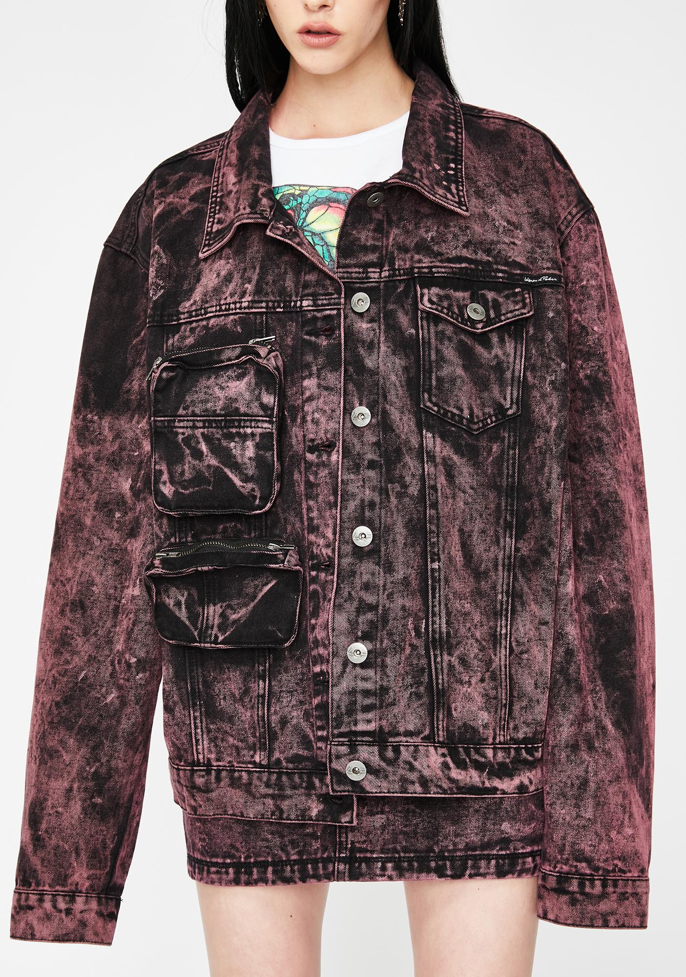 black pink denim jacket