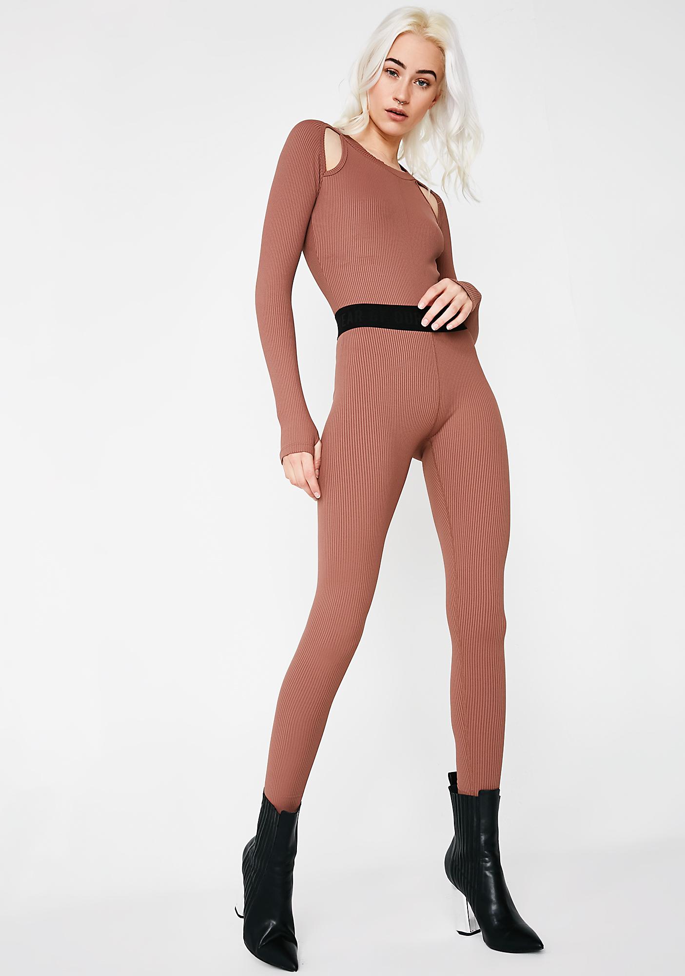 Pull&Bear seamless legging in chocolate brown