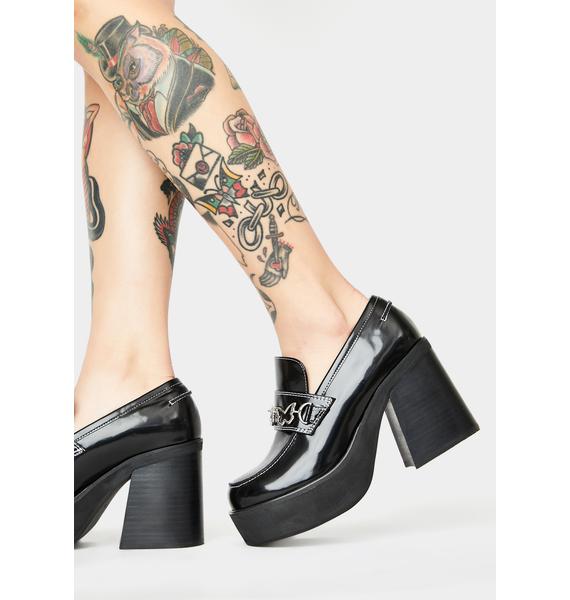 Delia's Chunky Platform Loafers Butterfly Black Dolls Kill