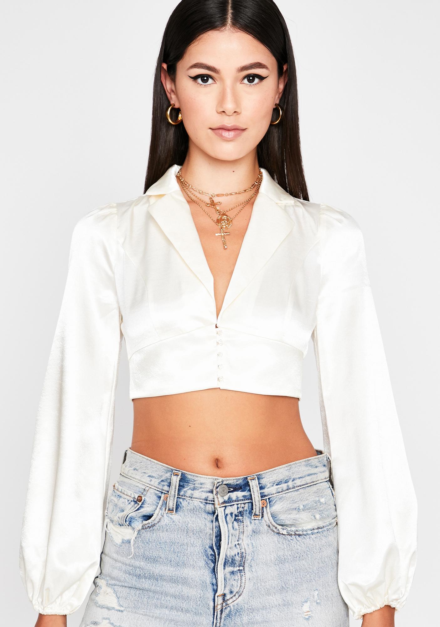 satin crop blouse