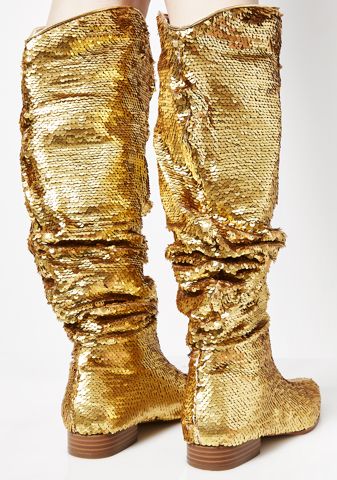 gold slouch boots