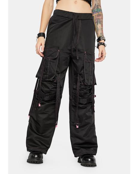 Darker Wavs Unisex O Ring Cargo Pants - Black | Dolls Kill