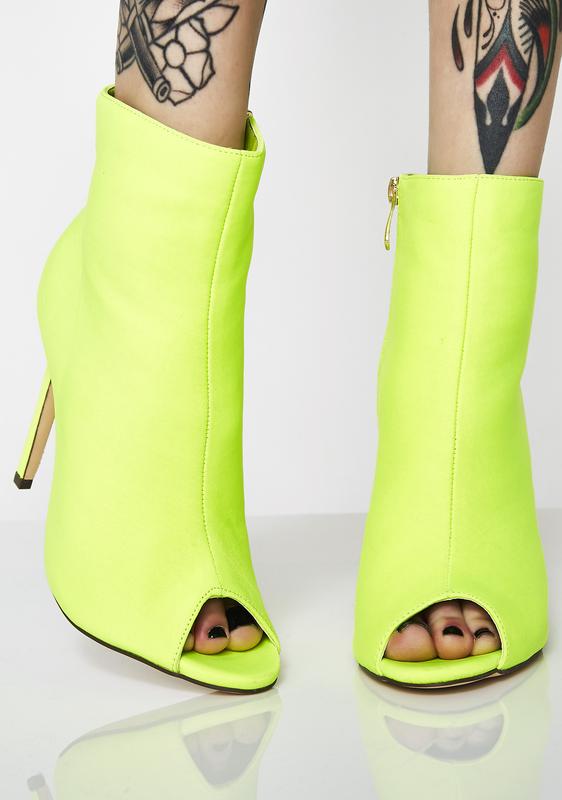 neon peep toe boots