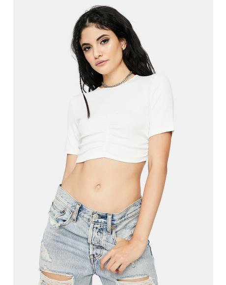 front tie crop top white