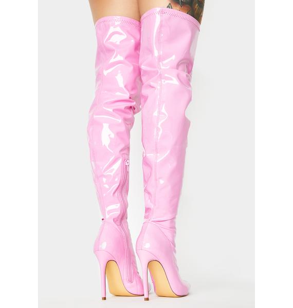 pink vinyl boots