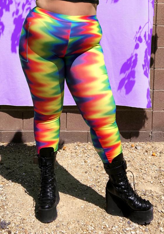 plus size rainbow striped leggings