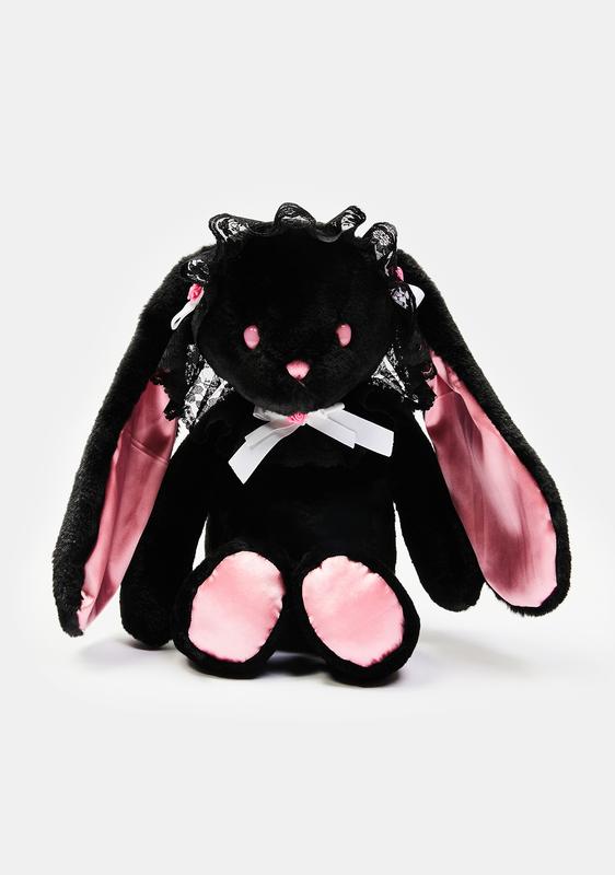 Dolls Home Velour Satin Plush Bunny With Lace Trim Black Dolls Kill