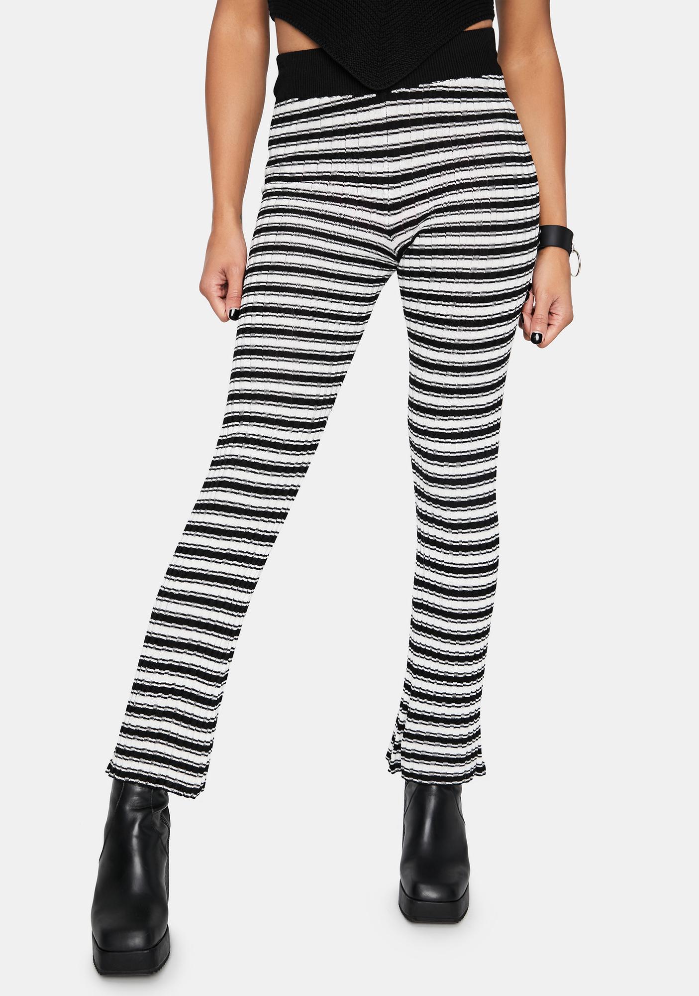 High Waisted Stripe Pants - Black/White | Dolls Kill